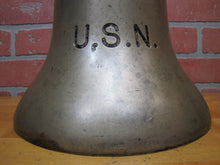 Load image into Gallery viewer, USN UNITED STATES NAVY Old BRASS NICKEL PLATED Retired Nautical Ships Boat Bell