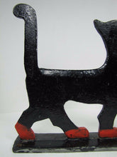 Load image into Gallery viewer, 1920s Folk Art Cast Iron Cat Boot Scraper Kitty Kat Decorative Statue Doorstop