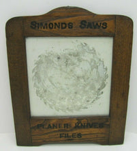 Load image into Gallery viewer, SIMONDS SAWS ARE THE BEST Antique Reverse Glass Mirror Sign FITCHBURG MASS USA