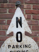Load image into Gallery viewer, HOBOKEN PD Old Street Sign NO PARKING DURING CHURCH SERVICE Cast Iron Base NJ NY
