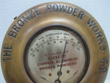 Load image into Gallery viewer, THE BRONZE POWDER WORKS Co ELIZABETH NJ Orig Old Advertising Sign Thermometer