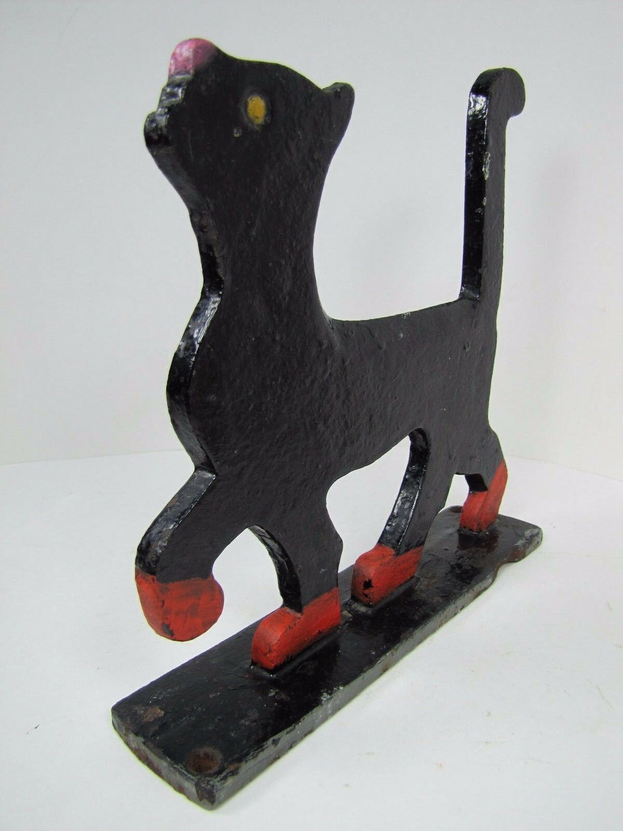 Antique Cast Iron Cat Boot Scraper figural Art Doorstop strutting kitt