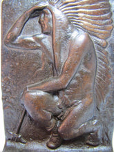 Load image into Gallery viewer, INDIAN CHIEF KNEELING TOMAHAWK Antique Bookend Doorstop Decorative Art Statue
