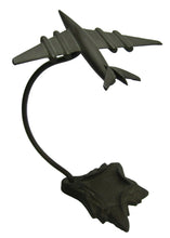 Load image into Gallery viewer, Art Deco Bronze Airplane Tray Ashtray Card Tip Trinket Jet Fighter Plane