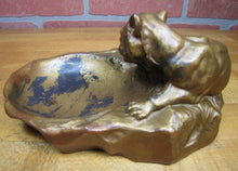 Load image into Gallery viewer, LEOPARD Art Deco Tray Decorative Art Figural Cast Metal Big Cat Tiger Tip Card