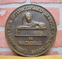 Load image into Gallery viewer, NATIONAL SHOWMEN'S ASSOCIATION Old Brass Plaque Distinguised Service CIRCUS LION