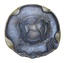 Load image into Gallery viewer, HORSES IN BRONZE BROAD VIEW FARMS Old Tray Cigar Ashtray MARGARET R C WARREN SC