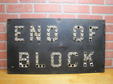 Load image into Gallery viewer, END OF BLOCK Original Old Cats Eye Reflectors Porcelain Railroad Sign Train RR Safety Advertising