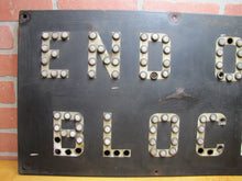 Load image into Gallery viewer, END OF BLOCK Original Old Cats Eye Reflectors Porcelain Railroad Sign Train RR Safety Advertising