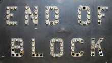 Load image into Gallery viewer, END OF BLOCK Original Old Cats Eye Reflectors Porcelain Railroad Sign Train RR Safety Advertising