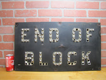Load image into Gallery viewer, END OF BLOCK Original Old Cats Eye Reflectors Porcelain Railroad Sign Train RR Safety Advertising