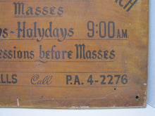 Load image into Gallery viewer, St MARGARET MARY'S RC CHURCH BONHAMTOWN NJ Old Wood Sign SICK CALLS CONFESSIONS