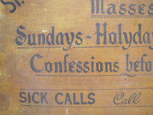 Load image into Gallery viewer, St MARGARET MARY'S RC CHURCH BONHAMTOWN NJ Old Wood Sign SICK CALLS CONFESSIONS