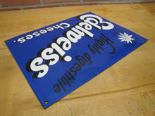 Load image into Gallery viewer, EDELWEISS CHEESES Highly digestible Old Porcelain Store Display Ad Sign C Robert Dold Offenburg Germany