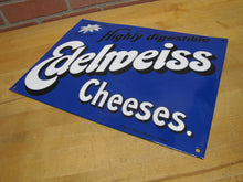 Load image into Gallery viewer, EDELWEISS CHEESES Highly digestible Old Porcelain Store Display Ad Sign C Robert Dold Offenburg Germany