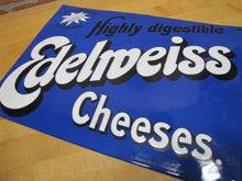 Load image into Gallery viewer, EDELWEISS CHEESES Highly digestible Old Porcelain Store Display Ad Sign C Robert Dold Offenburg Germany