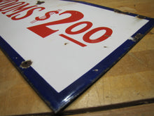 Load image into Gallery viewer, ROOMS $2.00 Old Double Sided Porcelain Advertising Sign Motel 1940s-50s Miami Fl