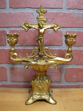 Load image into Gallery viewer, INRI JESUS CROSS CRUCIFIX Antique Decorative Arts Double Candlestick Holder