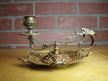 Load image into Gallery viewer, 19c Bronze Decorative Arts Chamberstick Candlestick Evil Man Beast Monster FRES