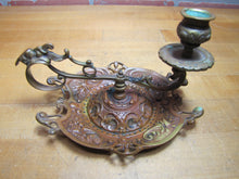Load image into Gallery viewer, 19c Bronze Decorative Arts Chamberstick Candlestick Evil Man Beast Monster FRES