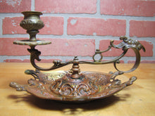 Load image into Gallery viewer, 19c Bronze Decorative Arts Chamberstick Candlestick Evil Man Beast Monster FRES