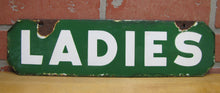 Load image into Gallery viewer, LADIES Old Double Sided Porcelain Gas Station Advertising Sign Texaco Sinclair 1940/50s era Bathroom Restroom Repair Shop