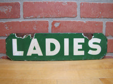Load image into Gallery viewer, LADIES Old Double Sided Porcelain Gas Station Advertising Sign Texaco Sinclair 1940/50s era Bathroom Restroom Repair Shop