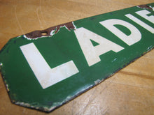 Load image into Gallery viewer, LADIES Old Double Sided Porcelain Gas Station Advertising Sign Texaco Sinclair 1940/50s era Bathroom Restroom Repair Shop