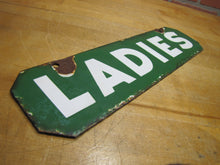Load image into Gallery viewer, LADIES Old Double Sided Porcelain Gas Station Advertising Sign Texaco Sinclair 1940/50s era Bathroom Restroom Repair Shop
