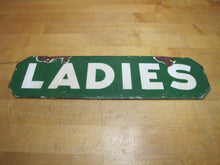 Load image into Gallery viewer, LADIES Old Double Sided Porcelain Gas Station Advertising Sign Texaco Sinclair 1940/50s era Bathroom Restroom Repair Shop