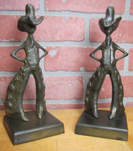 Load image into Gallery viewer, FRANKART COWBOY 1920 30s Art Deco Western Americana Bookends Decorative Statues Book Ends