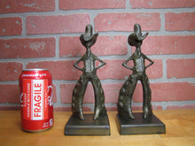 Load image into Gallery viewer, FRANKART COWBOY 1920 30s Art Deco Western Americana Bookends Decorative Statues Book Ends