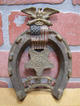 Load image into Gallery viewer, GAR GRAND ARMY OF THE REPUBLIC EAGLE US FLAG Antique Cast Iron Decorative Arts Plaque Trivet Paperweight