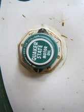 Load image into Gallery viewer, QUAKER STATE MOTOR OIL 55g Barrel Top Can Sign Advertising OIL CITY PENNSYLVANIA