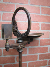 Load image into Gallery viewer, Gnome Smoking Stand Antique Cigar Ashtray Tray Matchbook Holder Cast Iron 29"