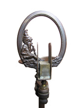 Load image into Gallery viewer, Gnome Smoking Stand Antique Cigar Ashtray Tray Matchbook Holder Cast Iron 29"