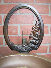 Load image into Gallery viewer, Gnome Smoking Stand Antique Cigar Ashtray Tray Matchbook Holder Cast Iron 29"