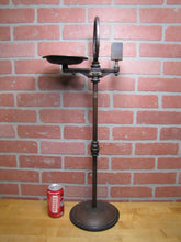 Load image into Gallery viewer, Gnome Smoking Stand Antique Cigar Ashtray Tray Matchbook Holder Cast Iron 29"
