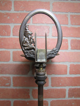 Load image into Gallery viewer, Gnome Smoking Stand Antique Cigar Ashtray Tray Matchbook Holder Cast Iron 29"