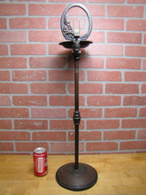 Load image into Gallery viewer, Gnome Smoking Stand Antique Cigar Ashtray Tray Matchbook Holder Cast Iron 29"