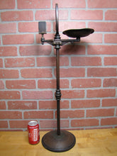 Load image into Gallery viewer, Gnome Smoking Stand Antique Cigar Ashtray Tray Matchbook Holder Cast Iron 29"
