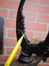 Load image into Gallery viewer, Gnome Smoking Stand Antique Cigar Ashtray Tray Matchbook Holder Cast Iron 29"