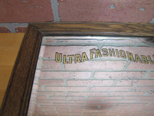 Load image into Gallery viewer, HOWARD HATS ULTRA FASHIONABLE Antique Turn of Century Haberdashers Clothiers Advertising Reverse on Glass Bevel Edge Mirror Sign Wooden Frame TOC ROG