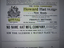 Load image into Gallery viewer, HOWARD HATS ULTRA FASHIONABLE Antique Turn of Century Haberdashers Clothiers Advertising Reverse on Glass Bevel Edge Mirror Sign Wooden Frame TOC ROG