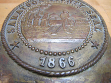 Load image into Gallery viewer, SARATOGA COUNTY SEAL 1866 Old NY Brass Bronze Plaque Marker Sign Advertising New York