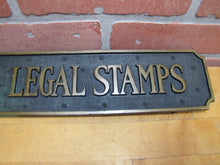 Load image into Gallery viewer, LEGAL STAMPS WE GIVE AND REDEEM Old Store Display Advertising Sign HIGHTON BRONZE BOSTON