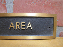 Load image into Gallery viewer, RECEPTION AREA Original Old Embossed Thick Bronze Brass Advertising Sign