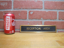 Load image into Gallery viewer, RECEPTION AREA Original Old Embossed Thick Bronze Brass Advertising Sign