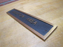 Load image into Gallery viewer, RECEPTION AREA Original Old Embossed Thick Bronze Brass Advertising Sign