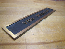Load image into Gallery viewer, RECEPTION AREA Original Old Embossed Thick Bronze Brass Advertising Sign
